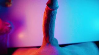 Jerking off my Large White Wang below colored lighting ????