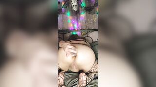 Halloween Peculiar ebony lipstick solo anal with large toys