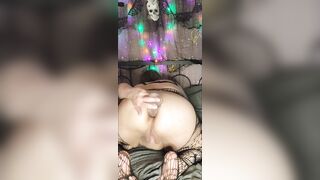 Halloween Peculiar ebony lipstick solo anal with large toys