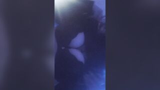 Hot college gal squeezing her bazookas.