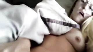 blonde masturbates next to her best friend who sleeps