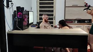 Behind the scenes, hardcore banging with a sexy, large-assed cutie.