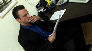 Brunette hair sweetheart banged in the secretary office