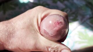 Stroking wearing a jock sleeve