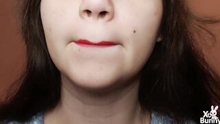 Large red lips smokin' close up