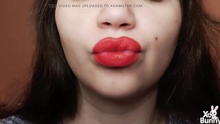 Large red lips smokin' close up
