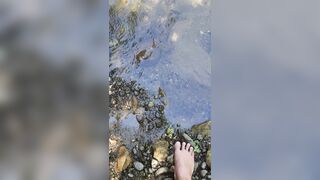 Closeup Pissing in the River