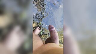Closeup Pissing in the River
