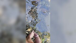 Closeup Pissing in the River