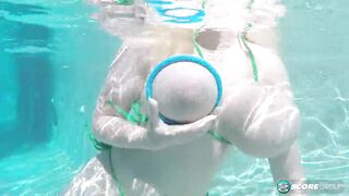 3 sets of giant, natural titties underwater