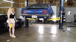 ASMR: Breasty Blond Shows Us Her Round Booty During the time that Cleaning Car