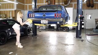 ASMR: Breasty Blond Shows Us Her Round Booty During the time that Cleaning Car