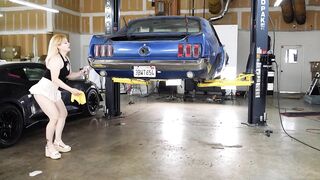 ASMR: Breasty Blond Shows Us Her Round Booty During the time that Cleaning Car