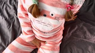 small schoolgirl in pajama tiny melons masturbating cunt to climax