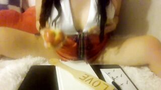 Teacher MindySueLove Welcomes Her Students To Her Wicked Lewd Class And Eats Her Apple Riding U