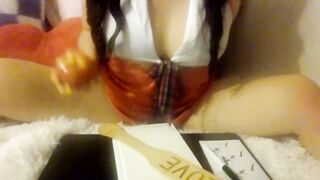 Teacher MindySueLove Welcomes Her Students To Her Wicked Lewd Class And Eats Her Apple Riding U