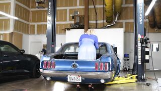 ASMR: Breasty Golden-haired Checks Car in Transparent Costume showing her BUTT