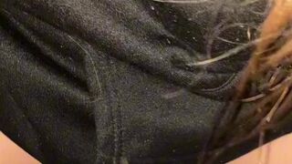 Ride and piddle on sex-toy in the park