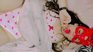 sucking sugar-plum lay down on the daybed and masturbation