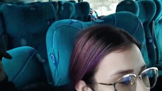Oral job and screwing with creampie in public service bus - BlakeProductions