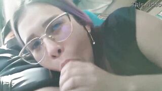 Oral job and screwing with creampie in public service bus - BlakeProductions