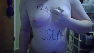 Trans Bitch writes all over her Body