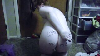 Trans Bitch writes all over her Body