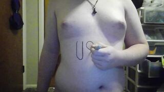 Trans Bitch writes all over her Body