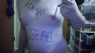 Trans Bitch writes all over her Body