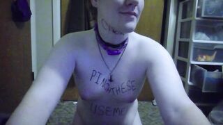 Trans Bitch writes all over her Body