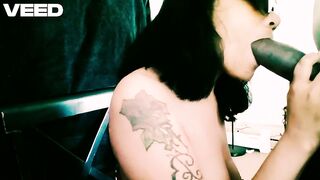 BBC CUCKOLD FELLATIO SHADES ON FEMALE GLASSES CUM DISCHARGED BOOBS