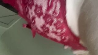 Hawt Redhead in red underware has an climax