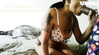 SUCKING A REAL 10 INCH LARGE EBONY KNOB FATCOCK SUCK AND GULP