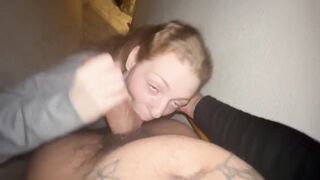 White cutie sneak an suck rod an let me nut on her face