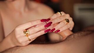 Tugjob. My stepson, mother I'd like to fuck with lengthy red nails and large rings. Jizz flow in my hands.