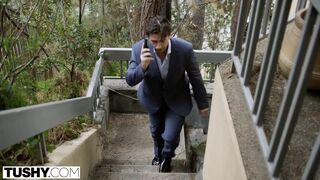 TUSHY my girlfriend Megan Rain gets drilled in the butt by the neighbour