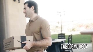Brunette hair Bitch Expresses Her Craving For The Delivery Dude Making Him Screw Her