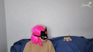 Large natural bazookas and snatch mask: I'm making myself explode for u