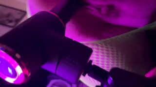 big beautiful woman in fishnets getting banged by machine