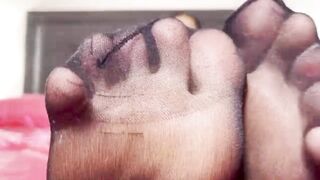 Ebony Hose and Heels JOI