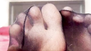 Ebony Hose and Heels JOI