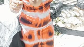 SOLO FEMALE PUBLIC COSPLAY RED COSTUME OUTSIDE AND HOTEL SCENES