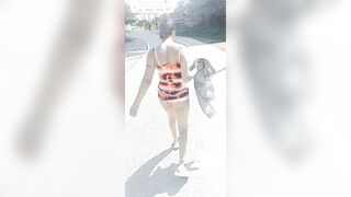 SOLO FEMALE PUBLIC COSPLAY RED COSTUME OUTSIDE AND HOTEL SCENES