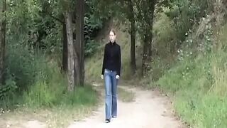 Blond Chick Piddles Wild Closeup