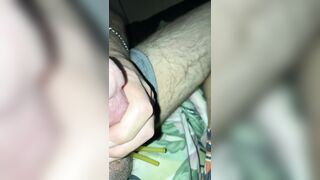 Squeezing and smearing a drop of precum, edging my cockhead gently