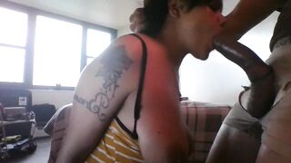 REAL CUCKOLD WIFE GLAD TO GIVE ORAL JOB TO LARGE WANG MALESTRIPPER CUMS ON MELONS