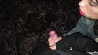 Making him cum a lot in a forest at night