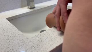 Pissing And Blowing two Loads in Hotel Washroom