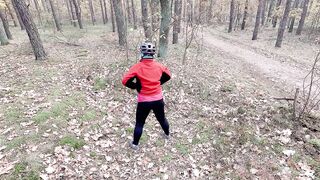 On a bike ride I must void urine, I take a shortcut in the forest and take off my panties