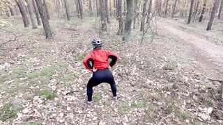 On a bike ride I must void urine, I take a shortcut in the forest and take off my panties